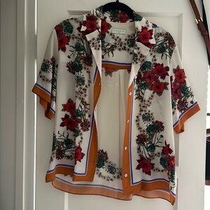Sandro silk button down top size 1